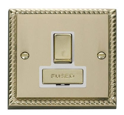 Georgian Cast Brass - White Inserts Georgian Cast Brass 13A Fused Ingot Connection Unit Switched - White Trim