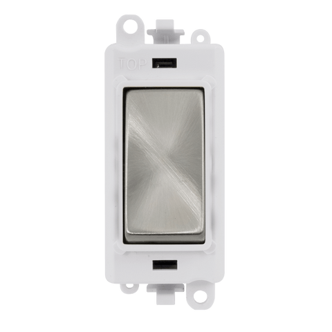 Satin Chrome - White Inserts Gridpro Satin Chrome 20A 2 Way Light Switch Module - White Trim