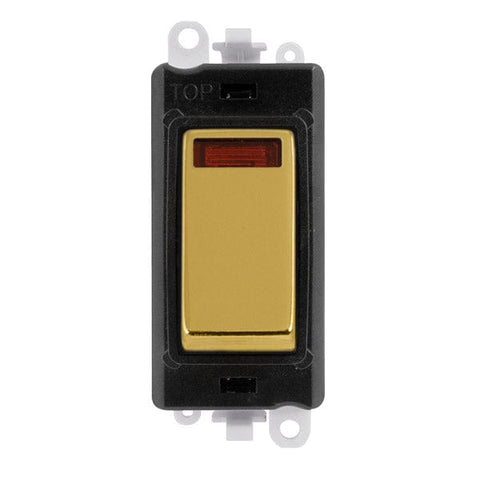 Polished Brass - Black Inserts Gridpro Polished Brass 20A Dp Switch Module + Neon - Black Trim