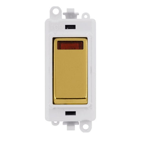 Polished Brass - White Inserts Gridpro Polished Brass 20A Dp Switch Module + Neon - White Trim