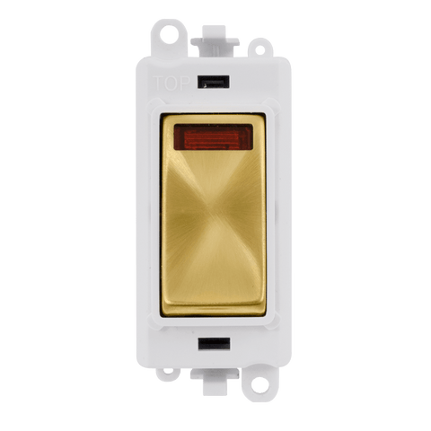 Satin Brass - White Inserts Gridpro 20A Dp Switch Module + Neon - White Trim