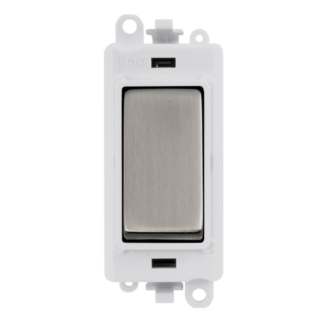Stainless Steel - White Inserts Gridpro Stainless Steel 20A Intermediate Light Switch Module - White Trim