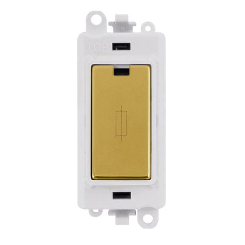 Polished Brass - White Inserts Gridpro Polished Brass 13A Fused Spur Module - White Trim