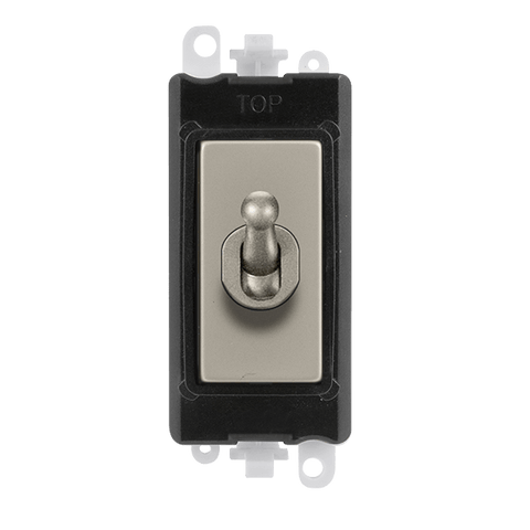 Pearl Nickel - Black Inserts Gridpro Pearl Nickel 20A 2 Way Toggle Light Switch Module - Black Trim
