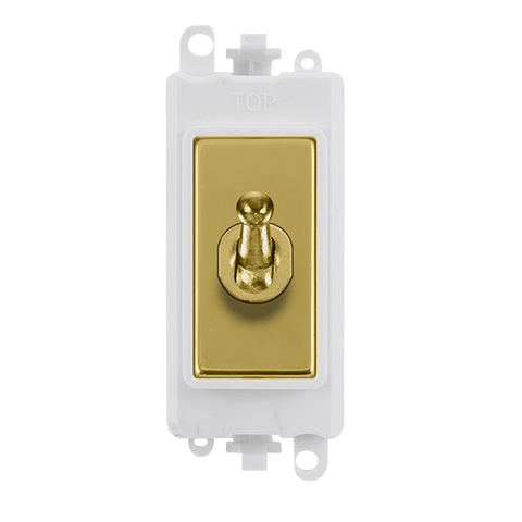 Polished Brass - White Inserts Gridpro Polished Brass 20A 2 Way Toggle Light Switch Module - White Trim