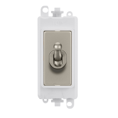 Pearl Nickel - White Inserts Gridpro Pearl Nickel 20A 2 Way Toggle Light Switch Module - White Trim