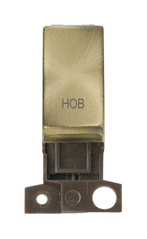 Minigrid & Modules Minigrid Ingot Printed 13A Resistive 10AX DP Switch - Antique Brass - Hob