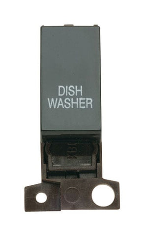Minigrid & Modules Minigrid Plastic Printed 13A Resistive 10AX DP Switch - Black - Dish Washer