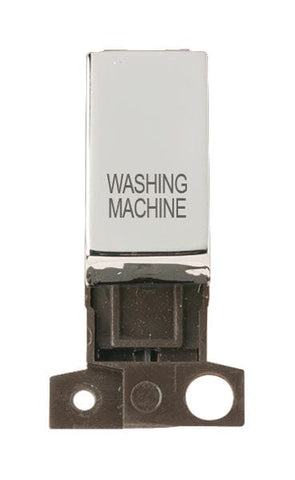 Minigrid & Modules Minigrid Ingot Printed 13A Resistive 10AX DP Switch - Chrome - Washing Machine