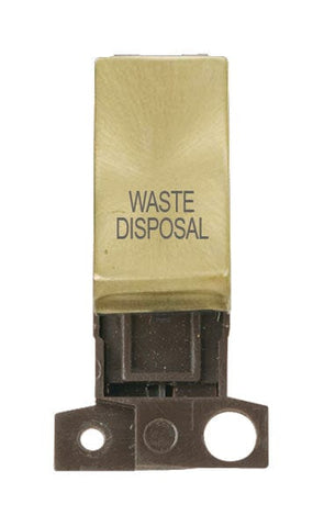 Minigrid & Modules Minigrid Ingot Printed 13A Resistive 10AX DP Switch - Satin Brass - Waste Disposal