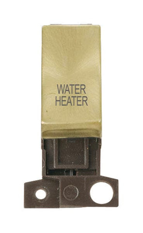 Minigrid & Modules Minigrid Ingot Printed 13A Resistive 10AX DP Switch - Satin Brass - Water Heater