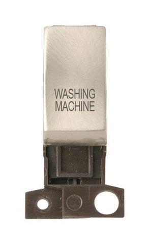 Minigrid & Modules Minigrid Ingot Printed 13A Resistive 10AX DP Switch - Satin Chrome - Washing Machine