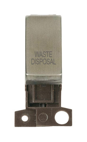 Minigrid & Modules Minigrid Ingot Printed 13A Resistive 10AX DP Switch - Stainless Steel - Waste Disposal