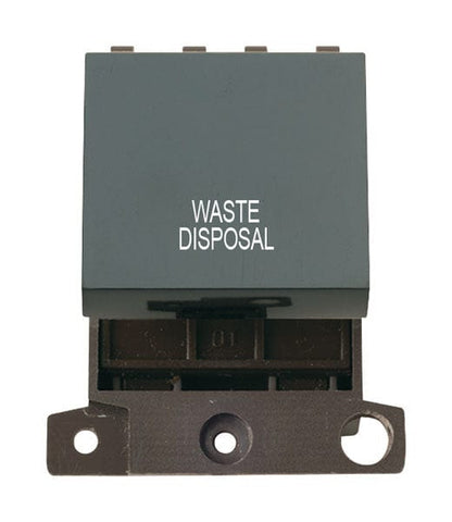 Minigrid & Modules Minigrid Plastic Printed 20A DP Switch - Black - Waste Disposal