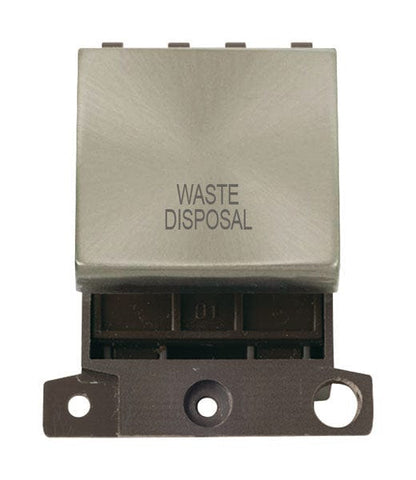 Minigrid & Modules Minigrid Ingot Printed 20A DP Ingot Switch - Brushed Stainless Steel - Waste Disposal