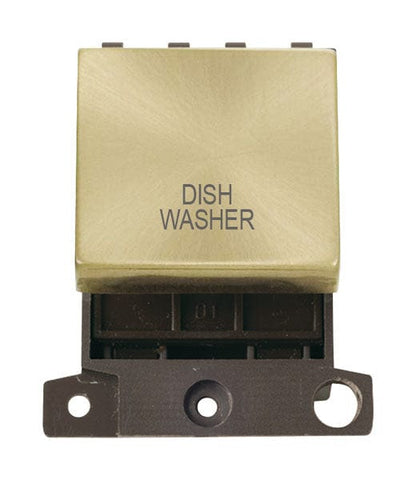 Minigrid & Modules Minigrid Ingot Printed 20A DP Ingot Switch - Satin Brass - Dish Washer