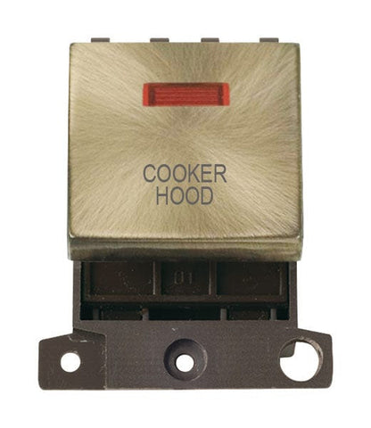 Minigrid & Modules Minigrid Ingot Printed 20A DP Ingot Switch With Neon - Antique Brass - Cooker Hood