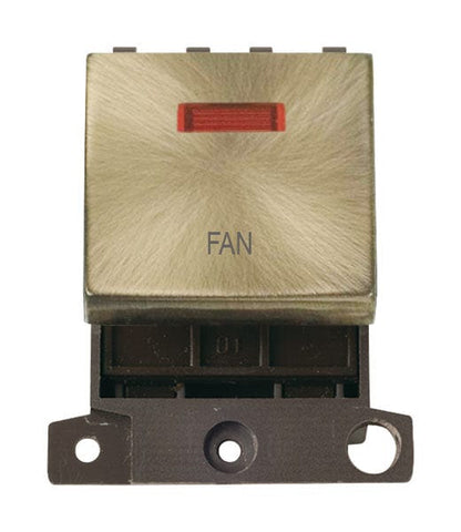 Minigrid & Modules Minigrid Ingot Printed 20A DP Ingot Switch With Neon - Antique Brass - Fan
