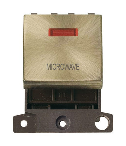 Minigrid & Modules Minigrid Ingot Printed 20A DP Ingot Switch With Neon - Antique Brass - Microwave