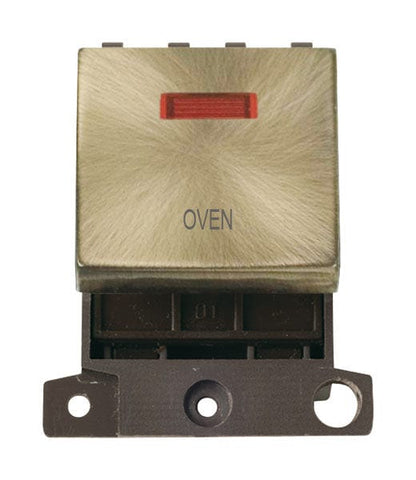 Minigrid & Modules Minigrid Ingot Printed 20A DP Ingot Switch With Neon - Antique Brass - Oven