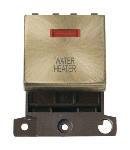 Minigrid & Modules Minigrid Ingot Printed 20A DP Ingot Switch With Neon - Antique Brass - Water Heater