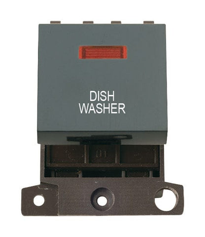 Minigrid & Modules Minigrid Plastic Printed 20A DP Switch With Neon - Black - Dish Washer