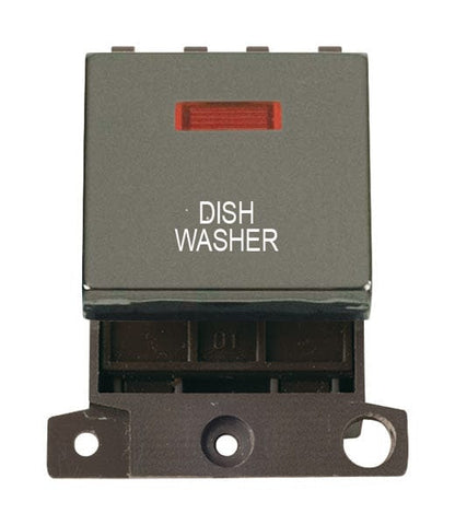 Minigrid & Modules Minigrid Ingot Printed 20A DP Ingot Switch With Neon - Black Nickel - Dish Washer