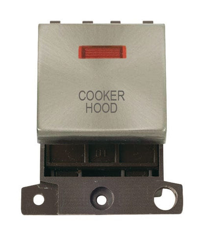 Minigrid & Modules Minigrid Ingot Printed 20A DP Ingot Switch With Neon - Brushed Stainless Steel - Cooker Hood