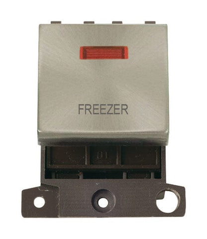 Minigrid & Modules Minigrid Ingot Printed 20A DP Ingot Switch With Neon - Brushed Stainless Steel - Freezer