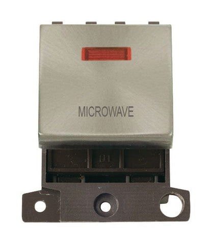 Minigrid & Modules Minigrid Ingot Printed 20A DP Ingot Switch With Neon - Brushed Stainless Steel - Microwave