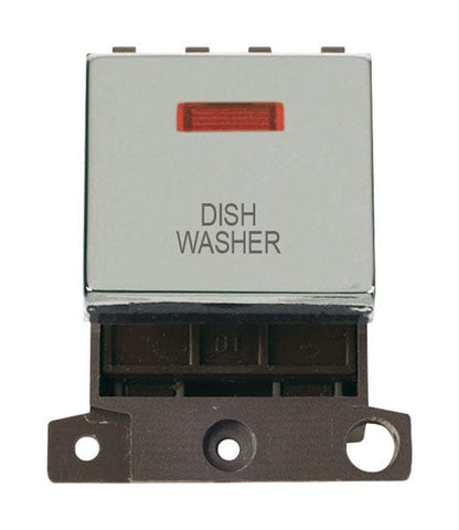 Minigrid & Modules Minigrid Ingot Printed 20A DP Ingot Switch With Neon - Chrome - Dish Washer