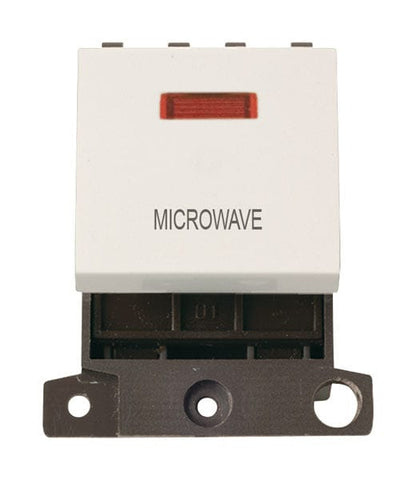 Minigrid & Modules Minigrid Plastic Printed 20A DP Switch With Neon - Polar White - Microwave