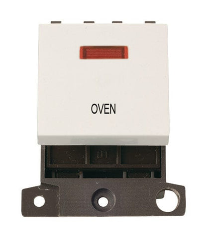 Minigrid & Modules Minigrid Plastic Printed 20A DP Switch With Neon - Polar White - Oven