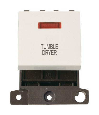 Minigrid & Modules Minigrid Plastic Printed 20A DP Switch With Neon - Polar White - Tumble Dryer