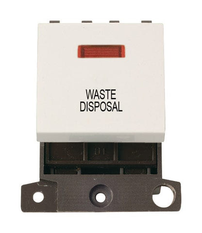 Minigrid & Modules Minigrid Plastic Printed 20A DP Switch With Neon - Polar White - Waste Disposal