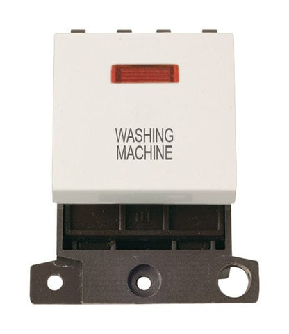 Minigrid & Modules Minigrid Plastic Printed 20A DP Switch With Neon - Polar White - Washing Machine