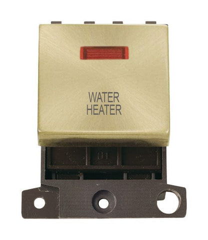 Minigrid & Modules Minigrid Ingot Printed 20A DP Ingot Switch With Neon - Satin Brass - Water Heater
