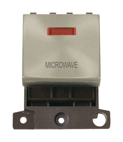Minigrid & Modules Minigrid Ingot Printed 20A DP Ingot Switch With Neon - Satin Chrome - Microwave