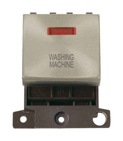 Minigrid & Modules Minigrid Ingot Printed 20A DP Ingot Switch With Neon - Satin Chrome - Washing Machine