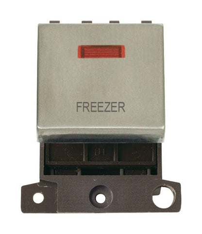 Minigrid & Modules Minigrid Ingot Printed 20A DP Ingot Switch With Neon - Stainless Steel - Freezer