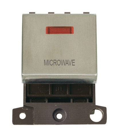 Minigrid & Modules Minigrid Ingot Printed 20A DP Ingot Switch With Neon - Stainless Steel - Microwave