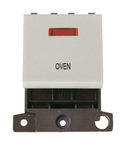 Minigrid & Modules Minigrid Plastic Printed 20A DP Switch With Neon - Click White - Oven