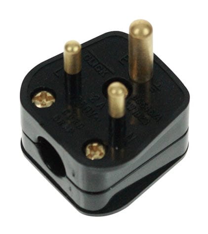 Plugs 2A Round Pin Plug Black