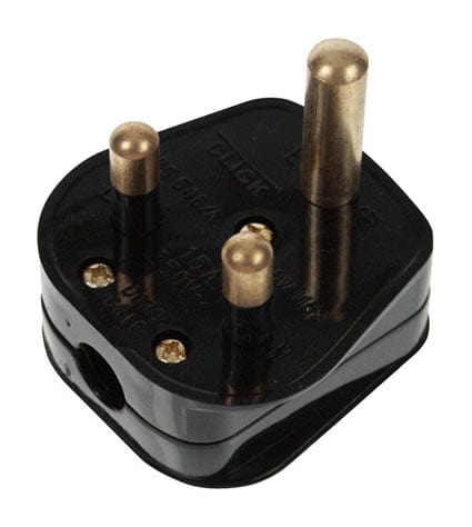 Plugs 15A Round Pin Plug Black