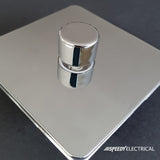 Screwless Polished Chrome - White Trim - Slim Plate Screwless Polished Chrome 45A 1 Gang Double Pole Switch- Large Plate