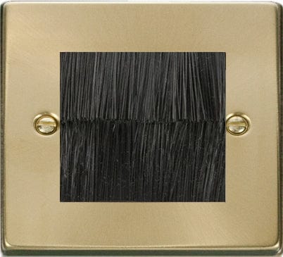 Satin Brass - Black Inserts Satin Brass Brush Outlet Plate - Black Brush