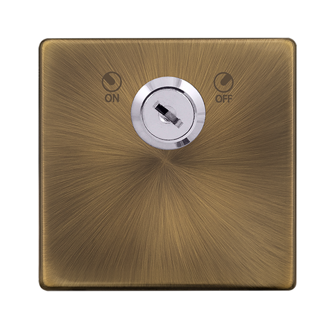 Screwless Plate Antique Brass 20A Double Pole Key Lockable Switch