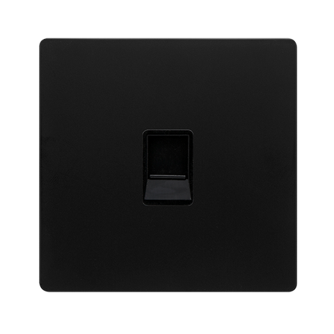 Screwless Plate Matt Black Single Rj11 (Irish/Us) Outlet - Black Trim