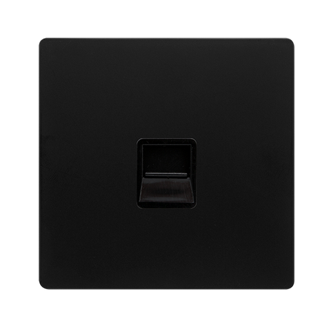 Screwless Plate Matt Black Single Telephone Master Outlet - Black Trim