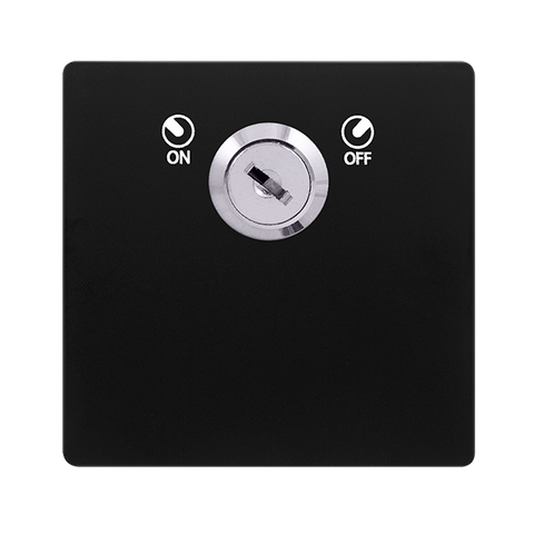 Screwless Plate Matt Black 20A Double Pole Key Lockable Switch - Black Trim